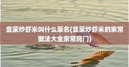 韭菜炒虾米叫什么菜名(韭菜炒虾米的家常做法大全家常窍门)