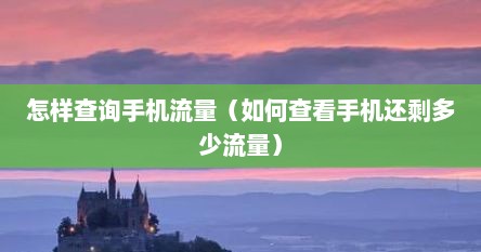 怎样查询手机流量（如何查看手机还剩多少流量）