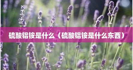 硫酸铝铵是什么（硫酸铝铵是什么东西）