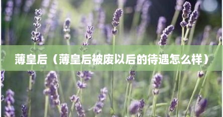 薄皇后（薄皇后被废以后的待遇怎么样）