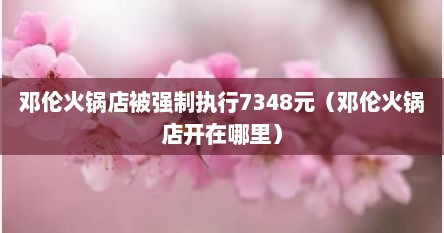 邓伦火锅店被强制执行7348元（邓伦火锅店开在哪里）