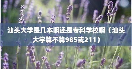 汕头大学是几本啊还是专科学校啊（汕头大学算不算985或211）