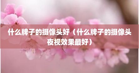 什么牌子的摄像头好（什么牌子的摄像头夜视效果最好）