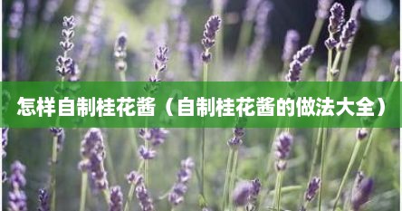 怎样自制桂花酱（自制桂花酱的做法大全）