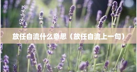放任自流什么意思（放任自流上一句）