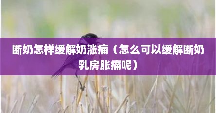断奶怎样缓解奶涨痛（怎么可以缓解断奶乳房胀痛呢）