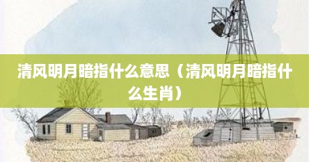 清风明月暗指什么意思（清风明月暗指什么生肖）