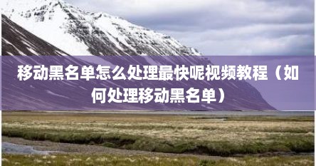 移动黑名单怎么处理最快呢视频教程（如何处理移动黑名单）