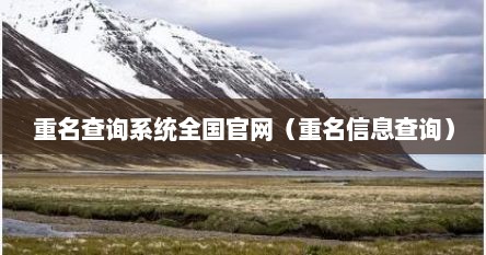 重名查询系统全国官网（重名信息查询）