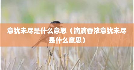 意犹未尽是什么意思（滴滴香浓意犹未尽是什么意思）