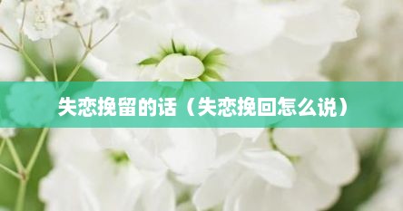 失恋 挽回（失恋挽留伤感的一段话）