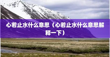 心若止水什么意思（心若止水什么意思解释一下）