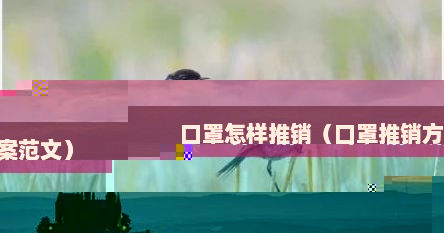 口罩怎样推销（口罩推销方案范文）