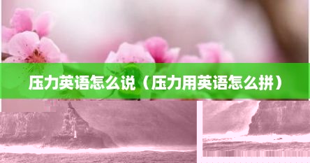 压力英语怎么说（压力用英语怎么拼）