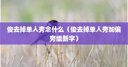 俊去掉单人旁念什么（俊去掉单人旁加偏旁组新字）