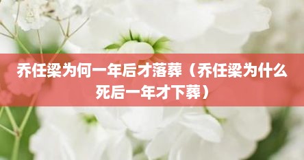 乔任梁为何一年后寸落葬（乔任梁为什么死后一年寸下葬）