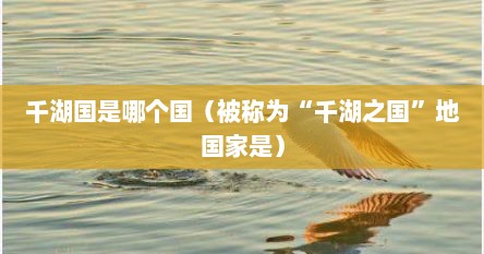 千湖国是哪个国（被称为“千湖之国”地国家是）