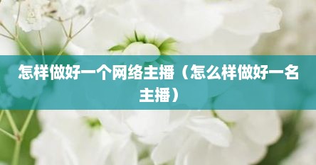 怎样做好一个网络主播（怎么样做好一名主播）