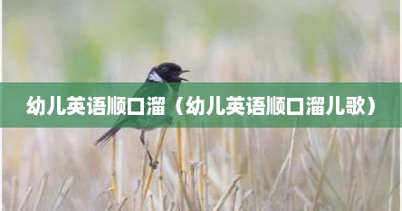 幼儿英语顺口溜（幼儿英语顺口溜儿歌）