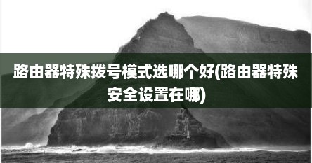 路由器特殊拨号模式选哪个好(路由器特殊安全设置在哪)