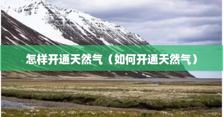 怎样开通天然气（如何开通天然气）