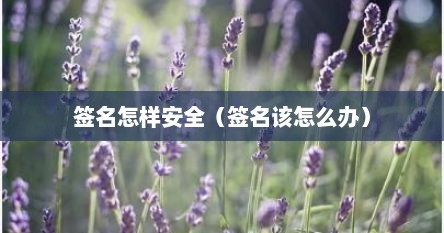 签名怎样安全（签名该怎么办）