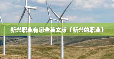 新兴职业有哪些英文版（新兴的职业）