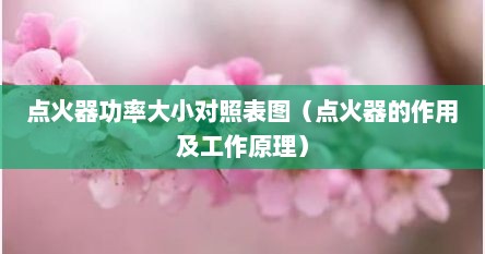 点火器功率大小对照表图（点火器的作用及工作原理）
