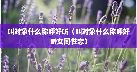 叫对象什么称呼好听（叫对象什么称呼好听女同性恋）