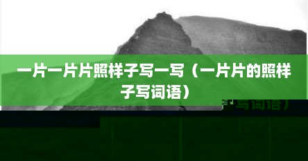 一片一片片照样子写一写（一片片的照样子写词语）