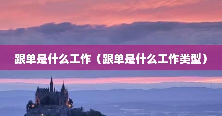 跟单是什么工作（跟单是什么工作类型）