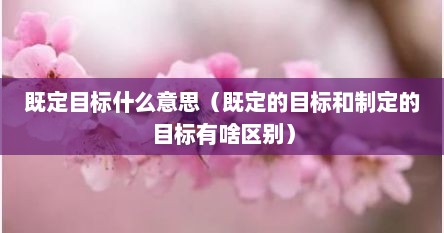 既定目标什么意思（既定的目标和制定的目标有啥区别）