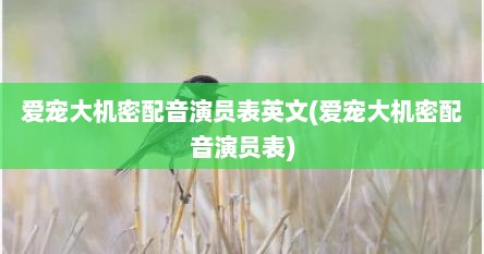 爱宠大机密配音演员表英文(爱宠大机密配音演员表)
