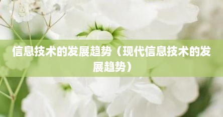 信息技术的发展趋势（现代信息技术的发展趋势）