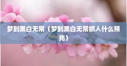 梦到黑白无常（梦到黑白无常抓人什么预兆）