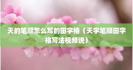 天的笔顺怎么写的田字格（天字笔顺田字格写法视频说）