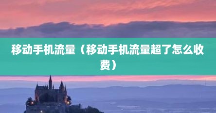 移动手机流量（移动手机流量超了怎么收费）