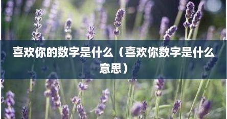喜欢你的数字是什么（喜欢你数字是什么意思）