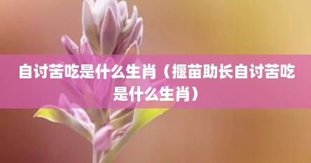 自讨苦吃是什么生肖（揠苗助长自讨苦吃是什么生肖）