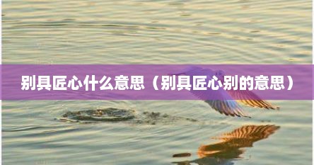 别具匠心什么意思（别具匠心别的意思）