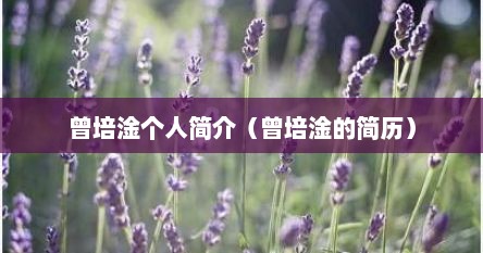 曾培淦个人简介（曾培淦的简历）