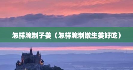 怎样腌制子姜（怎样腌制嫩生姜好吃）
