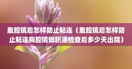 腹腔镜后怎样防止粘连（腹腔镜后怎样防止粘连胸腔镜做积液检查后多少天出院）