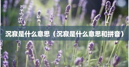 沉寂是什么意思（沉寂是什么意思和拼音）
