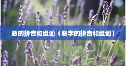 恶的拼音和组词（恶字的拼音和组词）