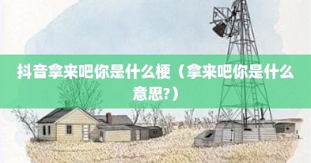 抖音拿来吧你是什么梗（拿来吧你是什么意思?）
