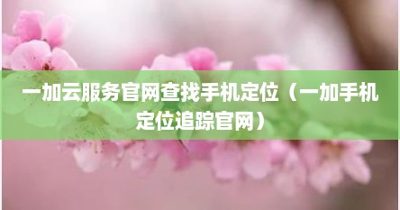 一加云服务官网查找手机定位（一加手机定位追踪官网）