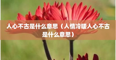 人心不古是什么意思解释（人心不古下一句）