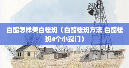 白醋怎样美白祛斑（白醋祛斑方法 白醋祛斑4个小窍门）