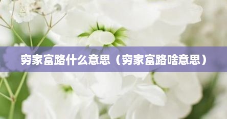 穷家富路什么意思（穷家富路啥意思）